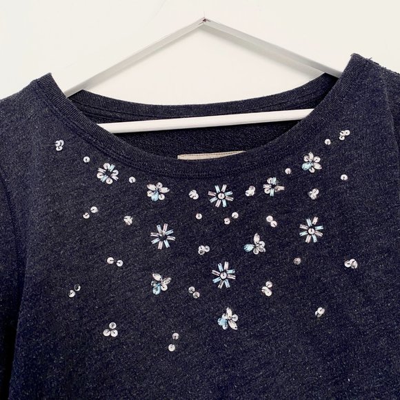 Hollister Blue Sequin/Jewel Sweater Top - Picture 2 of 3